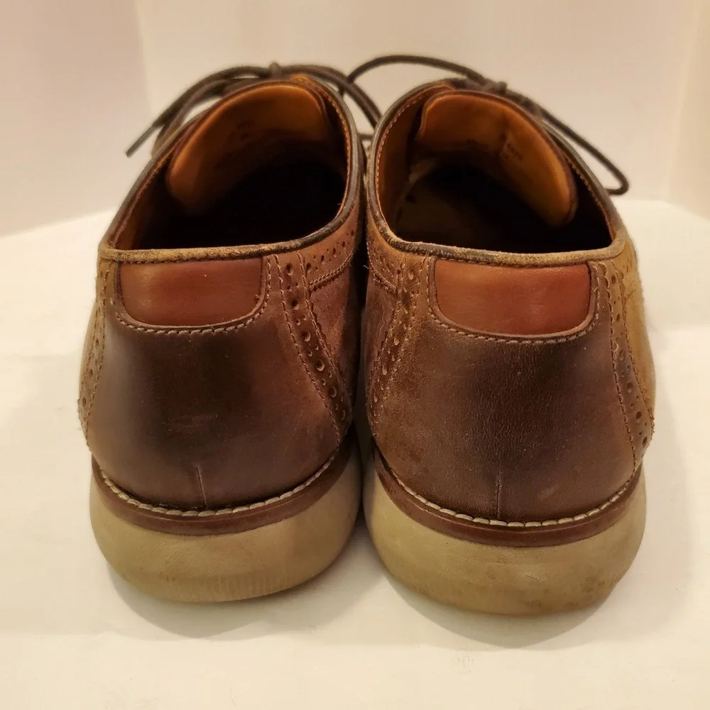 Johnston & Murphy Brown Suede Leather Wingtip Oxford Shoes Size 9M EUC Fast Ship